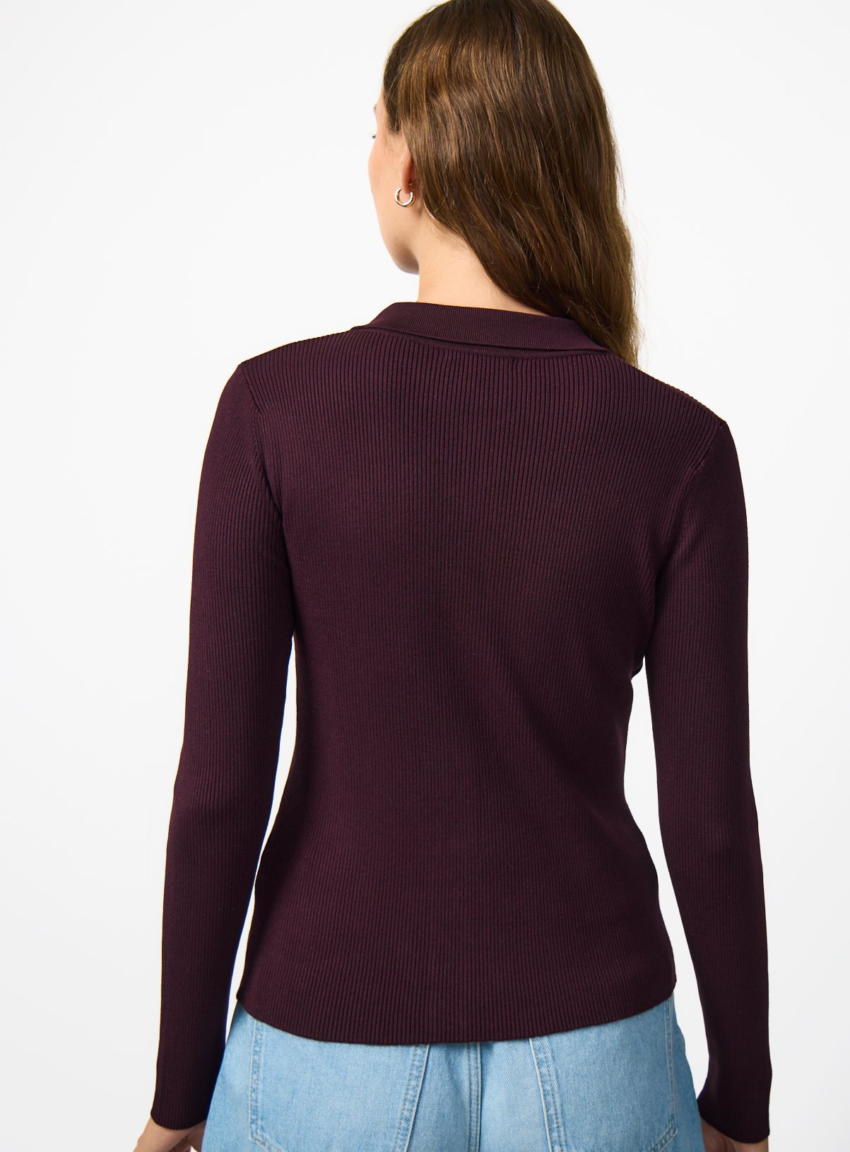 Dark Red Ribbed Button Through Cardigan 14 - Image 4 thumbnail